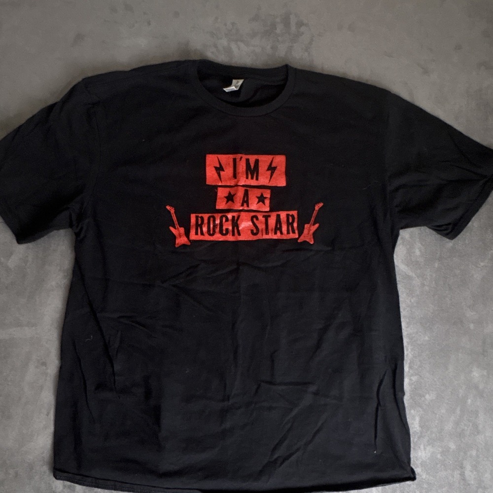 Men's XL Black Crew Neck Short Sleeve "I'm a Rock Star" Tee School of Rock